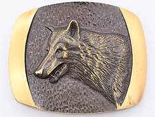 Solid Bronze Wolf Steven S.L. Knight Vintage Belt Buckle picture