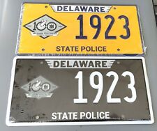 Delaware State Police 1923 100th Anniversary License Plate Set of 2 Different picture