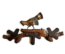 Beautiful Black Forest finely- carved 2 tone grouse wall hanging hooks, wood picture
