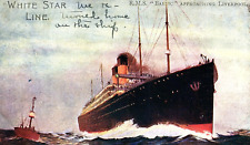 c1910 WHITE STAR LINE R.M.S.BALTIC APPROACHING LIVERPOOL  POSTCARD P1017 picture