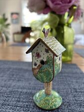 Lovely Bird House Enamel Stamp Holder Trinket Box Butterflies Empress Arts LTD picture