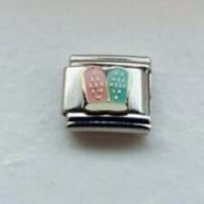 Pink and blue enamel ten commandments 9mm stainless steel talian charm link new picture