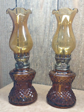 Amber Oil Lamp Depression Glass w/ Bow Mini 8