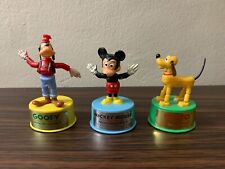 Lot of 3 Rare Vintage Disney Push Button Mini Puppets Mickey Mouse Goofy Pluto picture