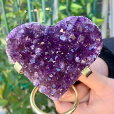 335g Natural heart-shaped amethyst gemstone quartz cluster crystal sample picture