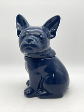 Threshold French Bulldog Cookie Dog Treat Jar Stoneware Navy Blue Frenchie picture