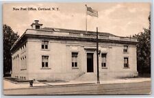 Cortland New York~Front of New US Post Office B&W~Vintage Postcard picture