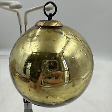 Vintage Round Gold Original Mercury Glass Kugel Christmas Ornament Germany picture