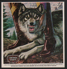 1981 NOCONA Boots - Woman & Wolf Alex Ebel Art VINTAGE MAGAZINE ADVERTISEMENT picture