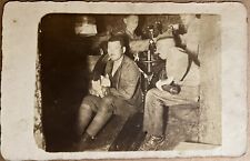 Miner Smoking Cigarette Holds Kittens RPPC Real Photo Postcard c1910 picture