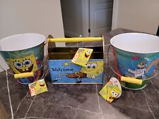 Spongebob Squarepants Lot Of 3 Metal Tool Caddy 2006  And 2 Easter Pails 06 & 07 picture