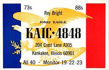 Vtg 1980s CB Radio QSL Post Card Kankakee Illinois Retro 11 Meter Amateur picture