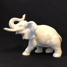 Vintage Hand Crafted White Porcelain Elephant Figurine Trunk Up Tasks 4.25