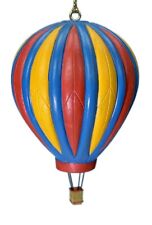 3.5” Hot Air Balloon Painted Wood Christmas Ornament Hanging Blue Yellow Red picture