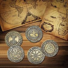 Viking Symbol Coin Set of 5 | Norse Mythology Amulet |Viking Gifts for Men Women picture