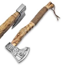 Custom Gift Forged Carbon Steel Viking Axe Hatchet Rose Wood Shaft handle NS-14  picture