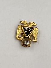 Vintage MASONIC DOUBLE EAGLE 32nd Degree Lapel Pin Screw Back picture