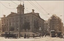 Street Post Office, Trolley Old Cars Portland, Oregon c1910s RPPC Photo Postcard picture