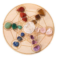 Chakra Stones Crystals and Healing Stones Set with Geometry Grid Plate picture