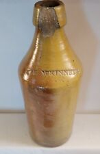  McKinney's MEAD  Quart Salt Glazed Stoneware Beer Bottle Stamped 9.75 Inches picture