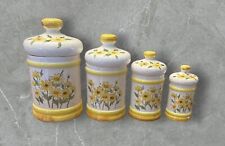 Vintage 1978 Sears Roebuck & Co. 4 Piece Jar Canister Set Yellow Daisies Japan picture