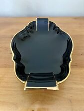 RARE VTG Norway Heirloom STAVANGERFLINT Porcelain Black Gold Gilt 10 3/4” Dish picture