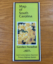 South Carolina Map Vintage 1977 Road State Travel Highway City Transportation picture