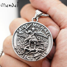 MENDEL Mens Catholic Christian Saint St Michael Medal Medallion Pendant Necklace picture