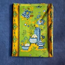 Vintage 50s Green Yellow Mid Century Toile Decorator Fabric 5.8y X 47