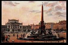 Tuck Memorial Fountain Mendebrunnen & Neus Theater Leipzig Germany postcard picture