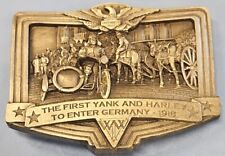 HARLEY DAVIDSON BELT BUCKLE THE FIRST YANK AND HARLEY TO ENTER GERMANY-1918 USED picture