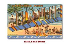 GREETINGS FROM MELBOURNE FLORIDA LARGE LETTER FRIDGE MAGNET OLD POSTCARD IMAGE picture