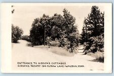 Waubun MN Postcard RPPC Photo Entrance To Gibson's Cottages Gibson's Resort picture
