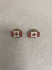 Set Of 2 - Vintage Small Canadian Flag Hat Lapel Pin Red Mapel Leaf picture