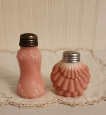 Antique Victorian Pink Glass Shakers Mix Matched Shell like Design  picture