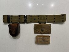 WWII U.S. Army/Marines M1936 Pistol Belt w/First Aid Pouch and Compass Case 1942 picture