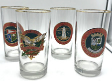 (4) Scotland Golf Course Crest High Ball Glasses St Andrews Gleneagles Muirfield picture