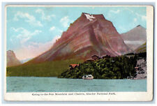 c1920's Boat Going-to-the-Sun Mountain & Chalets Glacier National Park Postcard picture