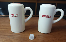 Salt and Cheese Popcorn Shakers Tall Red and White Set of 2 + extra stopper picture
