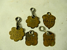 1947-1949 LOS ANGELES CALIFORNIA DOG LICENSE NECK TAG BRASS LOT picture