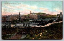 EDINBURGH SCOTLAND Postcard FROM THE CASTLE View CHURCH & CALTON HILL picture