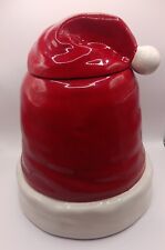 Pottery Barn Santa Hat Holiday Ceramic Cookie Jar Christmas Decor picture