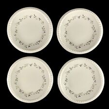 2002 4ct W D Mini Plate White Gray Floral Beaded Rim Open Salts 2 1/2 in Dia picture