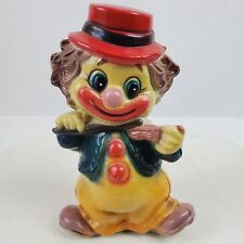 Vintage Mid Century Circus Clown Coin Piggy Bank 7 Inch Tall picture