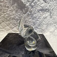 Vtg Hand Made Crystal Elephant Art Clear Glass Figurine Paperweight Trunk Up- picture