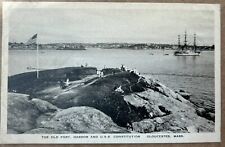 Old Fort Harbor. USS Constitution. Gloucester Massachusetts Vintage Postcard picture