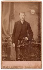ANTIQUE CDV C. 1880s HAMILTON HANDSOME YOUNG MAN ORNATE MOON HARRISONBURG VA. picture