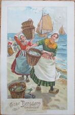 Cacao Bensdorp 1910 Advertising Postcard, Dutch Fishing Women, Color Litho picture