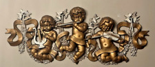 Burwood Products Hollywood Regency Ornate Gold Tone Musical Cherubs Wall Plaque picture