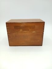 Vintage Oak Wood Wooden Hinged Index Recipe Box Dovetailed Dovetail picture